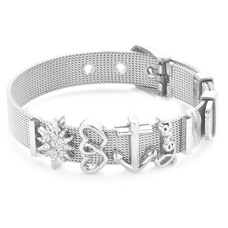 Stainless Steel Bracelet Set with Charms