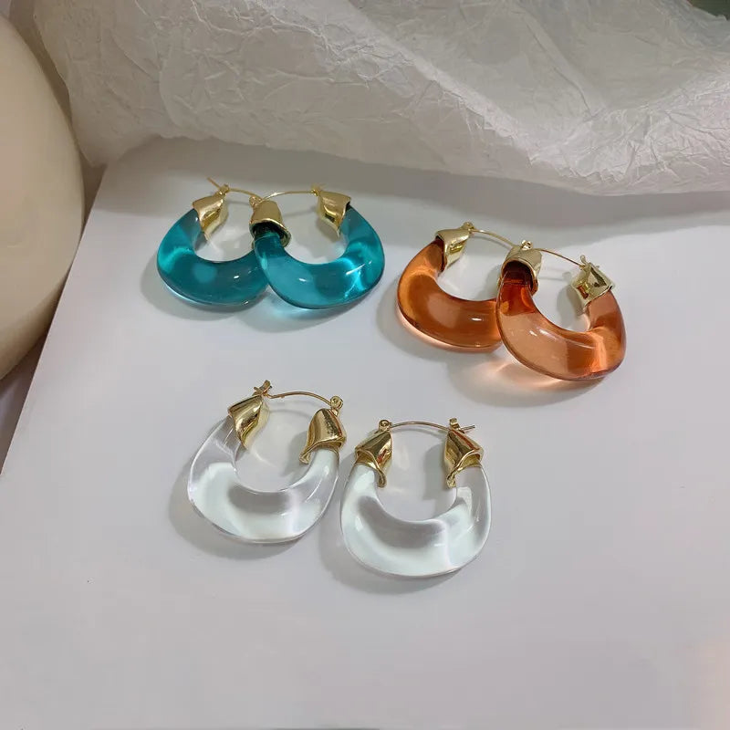 Transparent Resin Hoop Earings